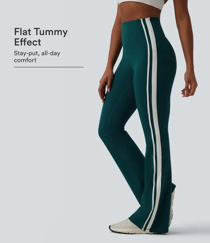 Milejka UltraSculpt z wysokim stanem modelujące brzuch bok w paski joga 7/8 legginsy flare