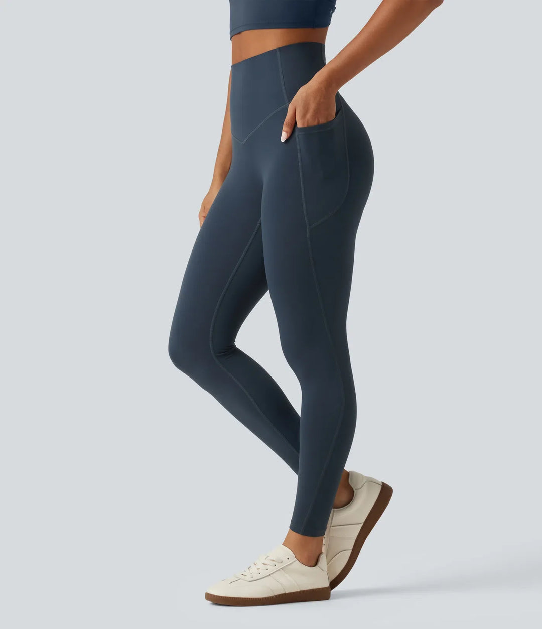 Milejka UltraSculpt Curvy z wysokim stanem modelujące brzuch modelujące legginsy do jogi z kieszeniami