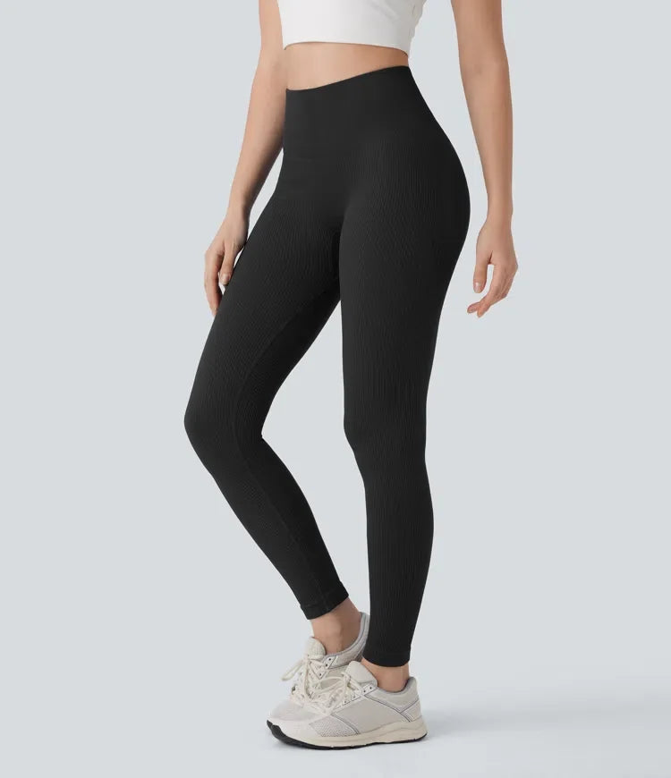 bezszwowy Flow z wysokim stanem modelujące brzuch unoszące pośladki 7/8 legginsy do jogi