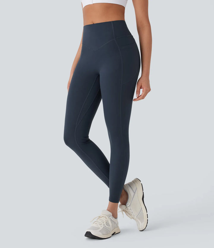 Halara UltraSculpt legginsy do jogi z wysokim stanem, z kontrolą brzucha, unoszącym efektem na pośladki, marszczone, z kieszeniami i modelującym krojem
