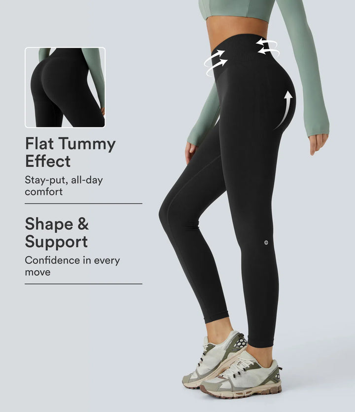 OneForm Seamless Flow legginsy do jogi o średnim stanie, modelujące brzuch i unoszące pośladki