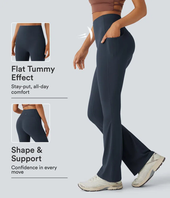 Halara UltraSculpt legginsy do jogi bootcut z wysokim stanem, kontrolą brzucha, modelujące sylwetkę i z kieszenią