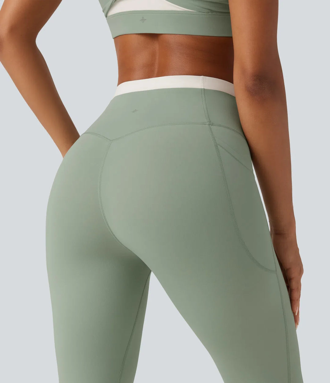 Milejka UltraSculpt z wysokim stanem modelujące brzuch kolor block skinny legginsy do jogi z kieszeniami
