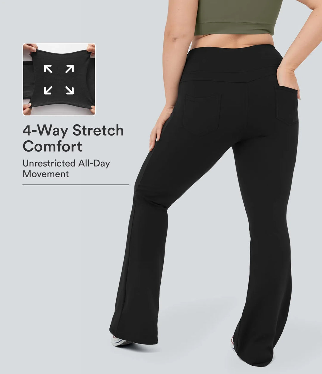 DayStretch z wysokim stanem i kieszenią flare joga plus size legginsy