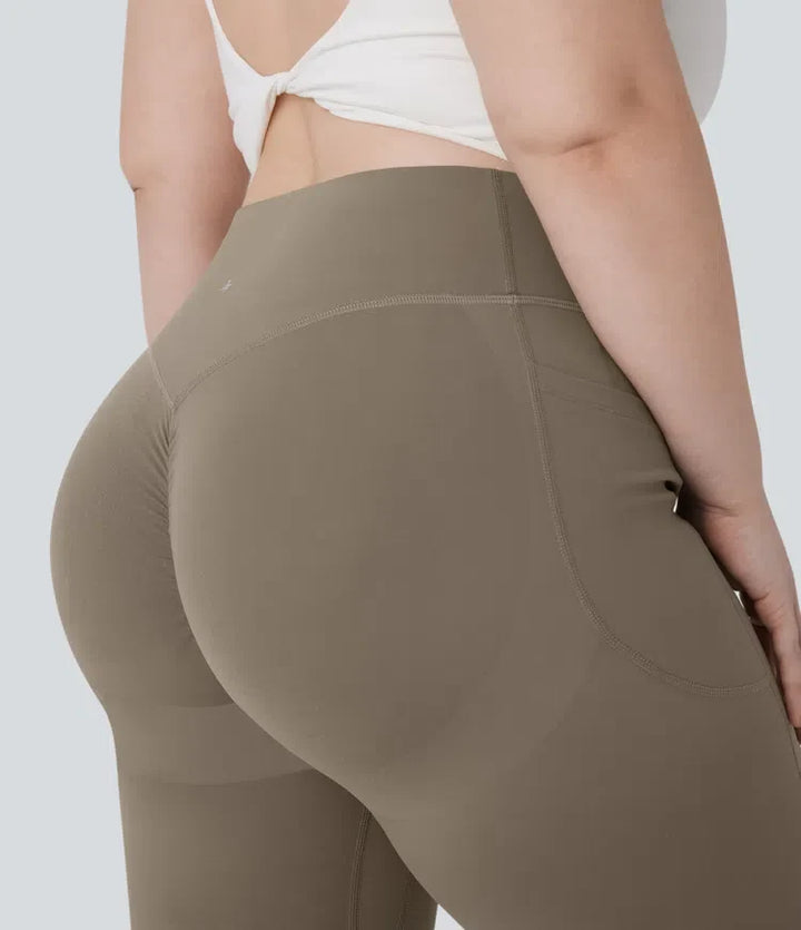 Milejka UltraSculpt z wysokim stanem marszczony unoszące pośladki modelujące brzuch kieszeń modelujące joga bootcut plus size legginsy