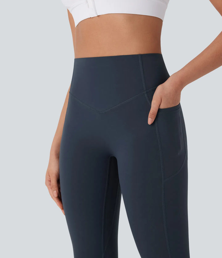 Halara UltraSculpt legginsy do jogi z wysokim stanem, z kontrolą brzucha, unoszącym efektem na pośladki, marszczone, z kieszeniami i modelującym krojem