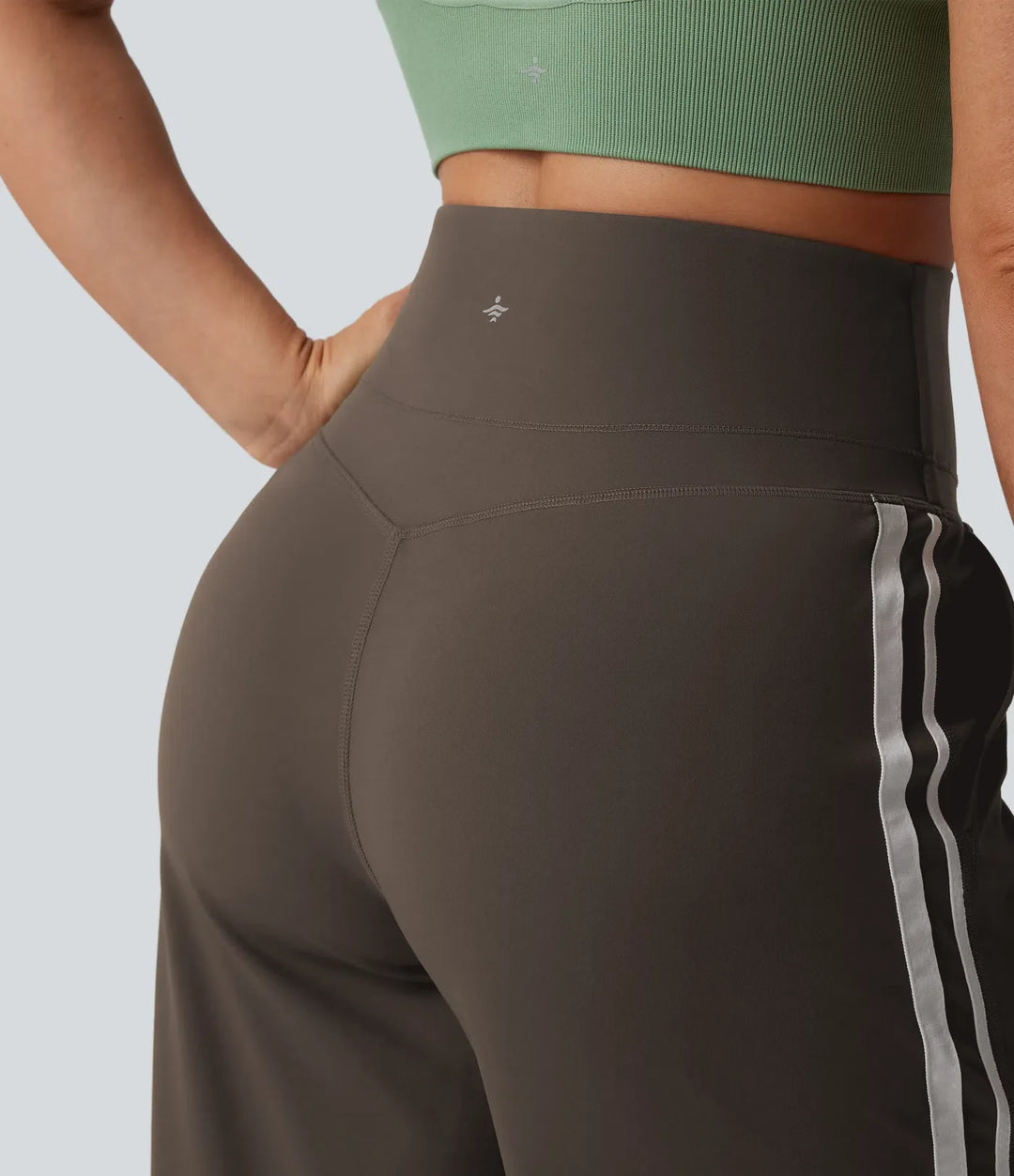 Milejka UltraSculpt z wysokim stanem modelujące brzuch kolor block paski joga baggy spodnie z kieszeniami