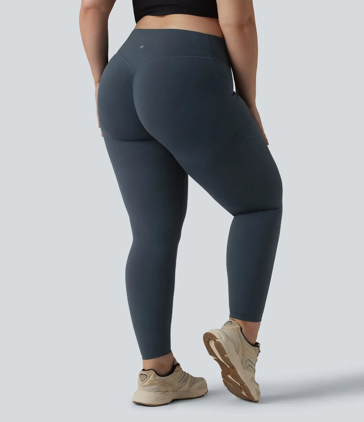 Milejka UltraSculpt z wysokim stanem marszczony unoszące pośladki modelujące brzuch kieszeń modelujące treningu plus size legginsy