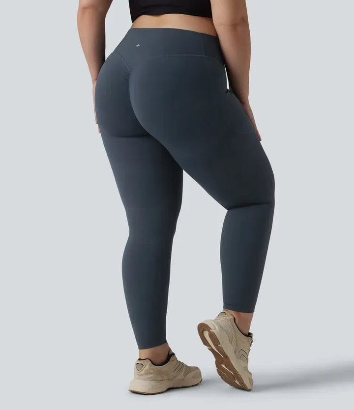 Milejka UltraSculpt z wysokim stanem marszczony unoszące pośladki modelujące brzuch kieszeń modelujące treningu plus size legginsy