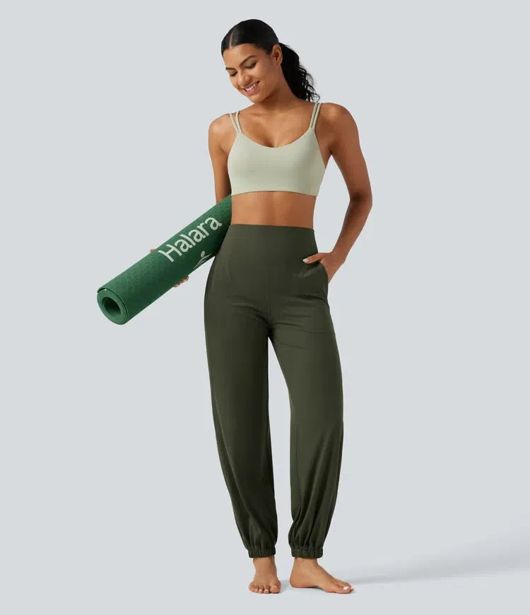 Milejka UltraSculpt z wysokim stanem modelujące brzuch zwężany joga joggery z kieszeniami