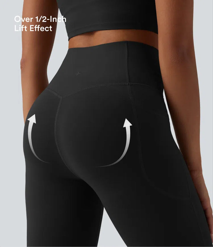 Halara UltraSculpt legginsy do jogi z wysokim stanem, unoszące pośladki i modelujące brzuch, o kroju bootcut, z kieszeniami
