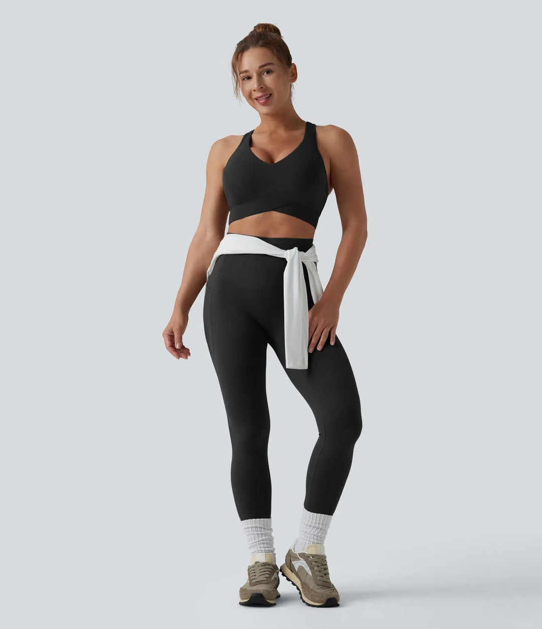 Milejka UltraSculpt lekkie wsparcie z dekoltem V racerback do biegania stanik sportowy DD-F miseczki
