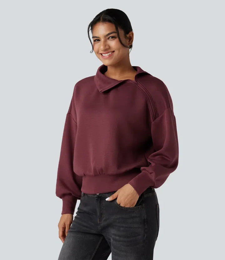 SpacerTek z kołnierzem kominowym połowa zamek oversize bluza na co dzień