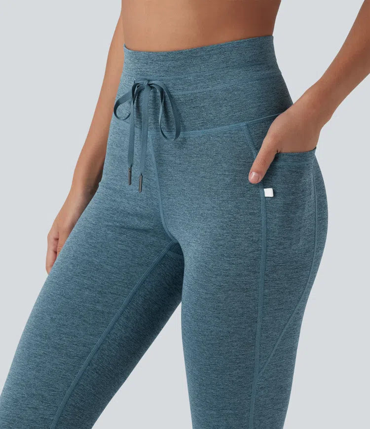 Halara UltraSculpt melanżowe legginsy do jogi 7/8 z wysokim stanem, wiązaniem w pasie, szybkoschnące, z kieszeniami