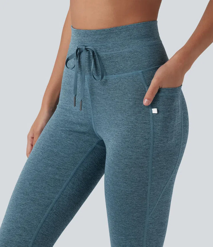 Halara UltraSculpt melanżowe legginsy do jogi 7/8 z wysokim stanem, wiązaniem w pasie, szybkoschnące, z kieszeniami
