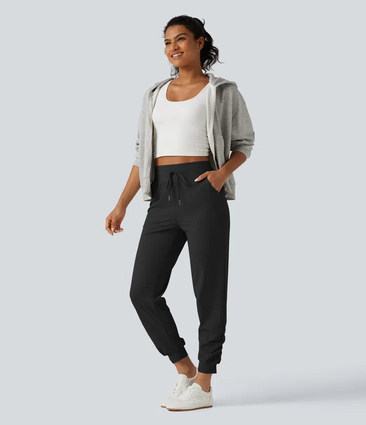 Halara UltraSculpt joggery do jogi z wysokim stanem, troczkiem, marszczeniem i kieszeniami