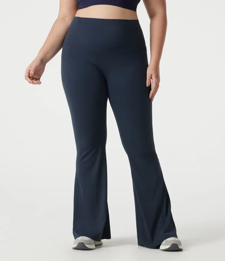 Halara UltraSculpt Plus Size legginsy do jogi z wysokim stanem, z marszczeniem z tyłu podnoszącym pośladki, modelujące brzuch, z rozszerzanymi nogawkami i kieszeniami