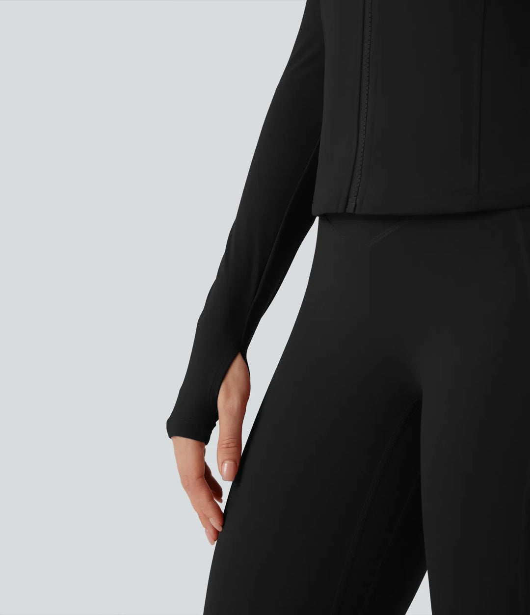 Milejka UltraSculpt ze stójką i długim rękawem z otworem na kciuk joga Curvy kurtka z kieszeniami