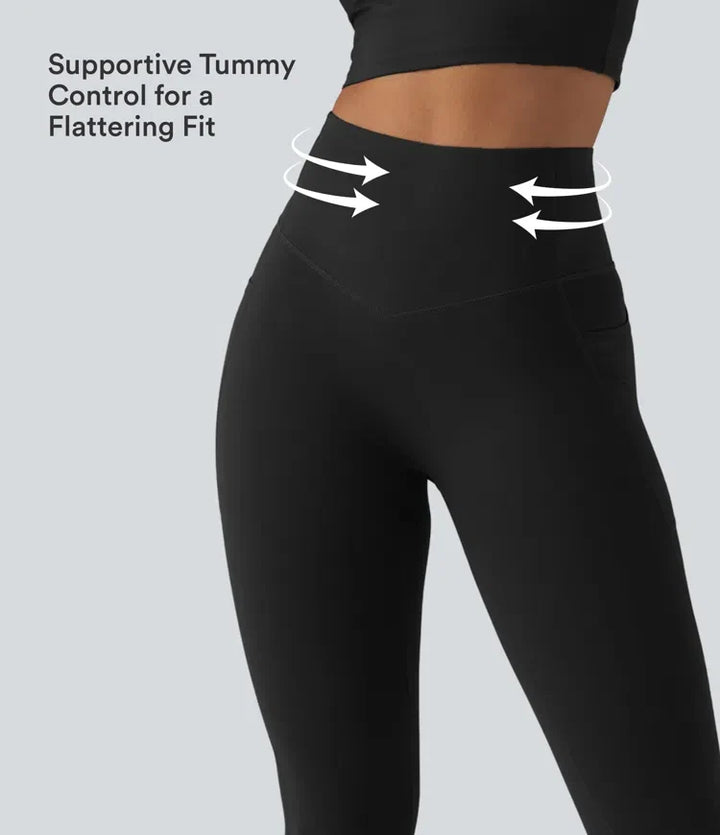 Milejka UltraSculpt z wysokim stanem unoszące pośladki modelujące brzuch bootcut legginsy do jogi z kieszeniami