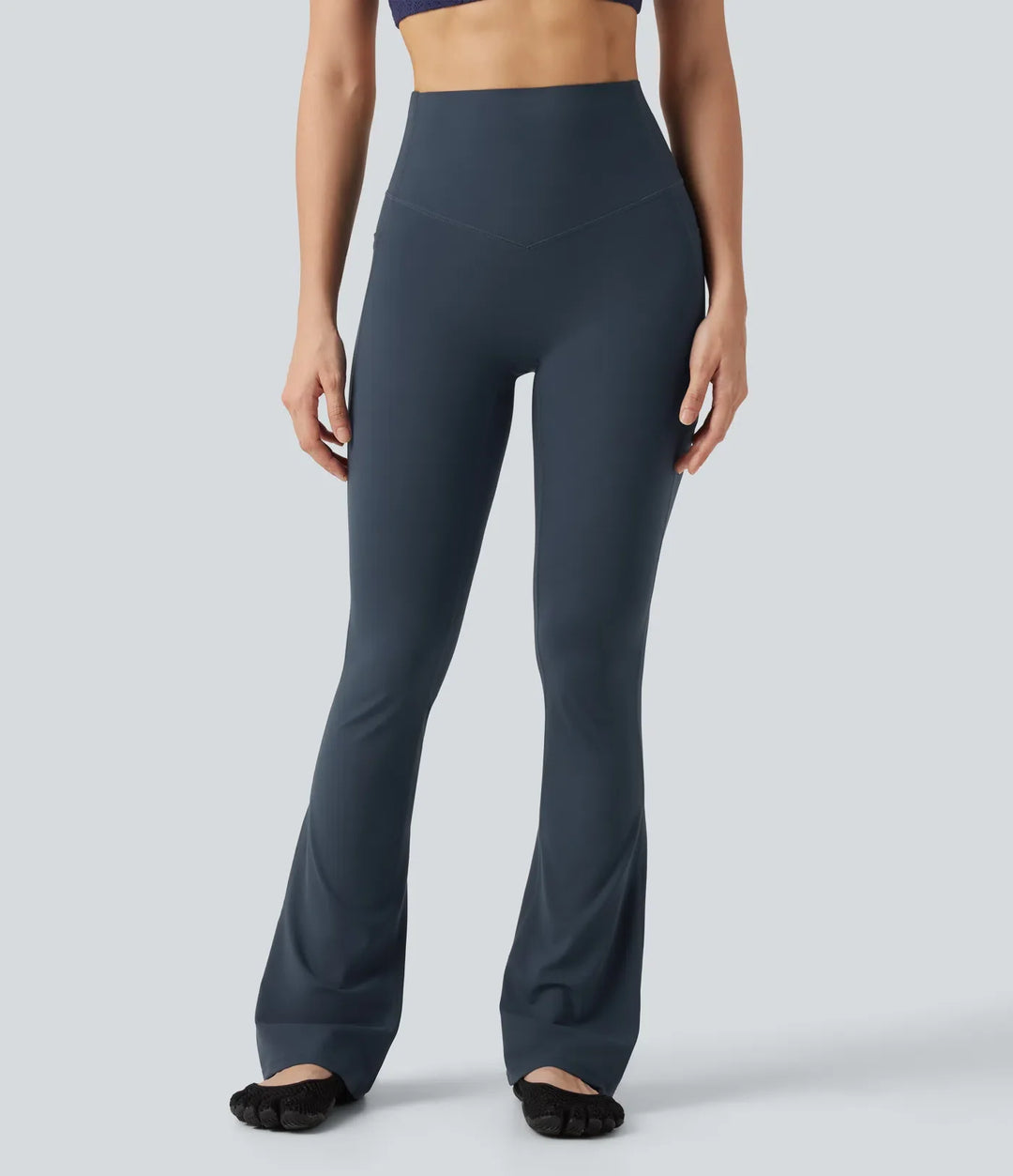 Milejka UltraSculpt z wysokim stanem modelujące brzuch modelujące bootcut legginsy do jogi z kieszeniami