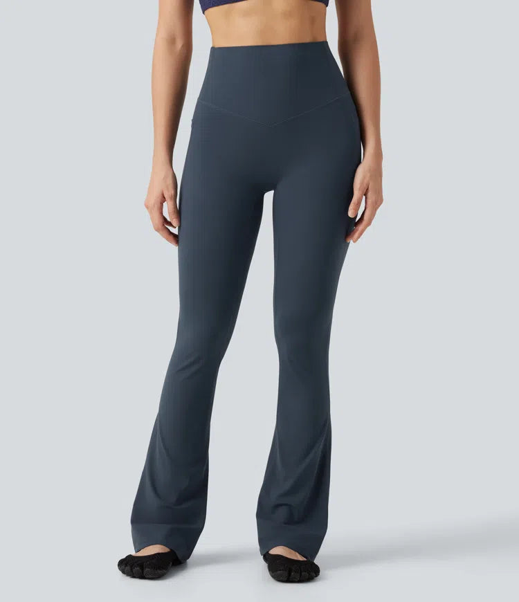 Halara UltraSculpt legginsy do jogi bootcut z wysokim stanem, z efektem modelującym brzuch i z kieszeniami