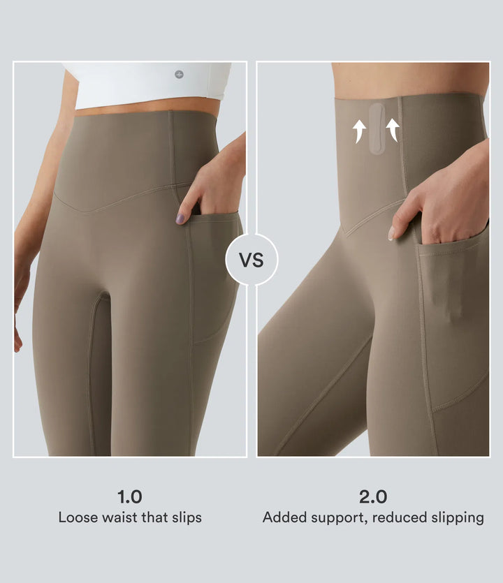 Halara UltraSculpt legginsy do jogi 7/8 z wysokim stanem, modelowaniem i kontrolą brzucha, pasem zapobiegającym podwijaniu oraz kieszeniami