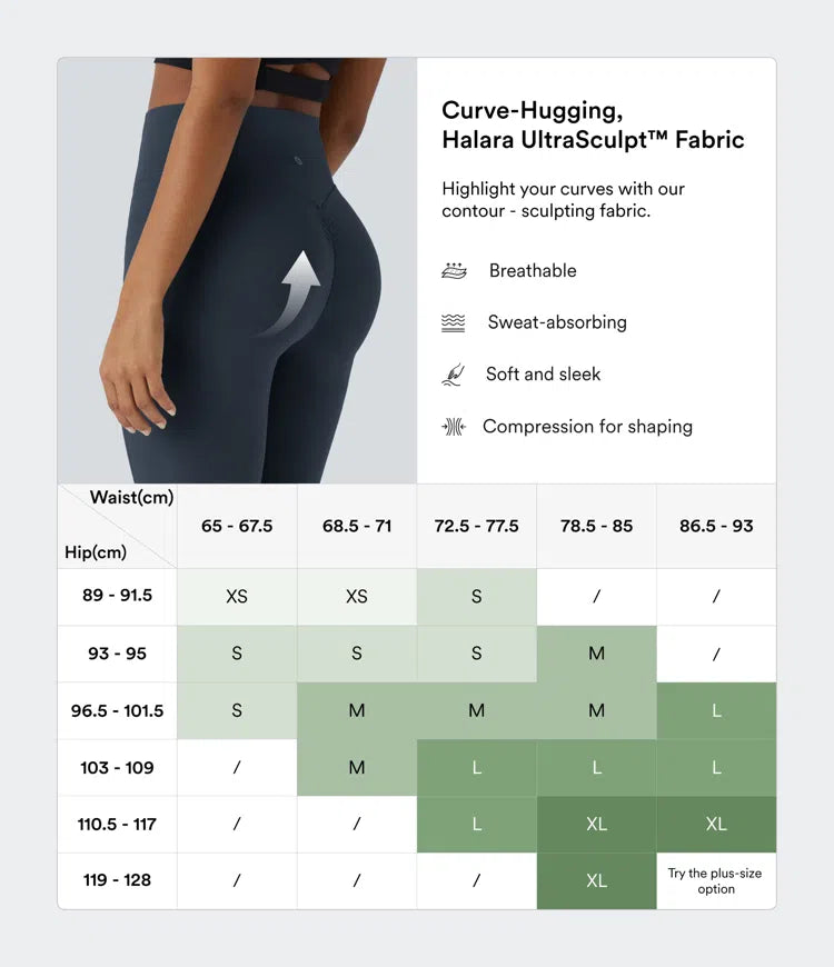 Halara UltraSculpt legginsy treningowe modelujące z wysokim stanem — efekt marszczenia podnoszący pośladki, modelowanie i kontrola brzucha, z kieszenią