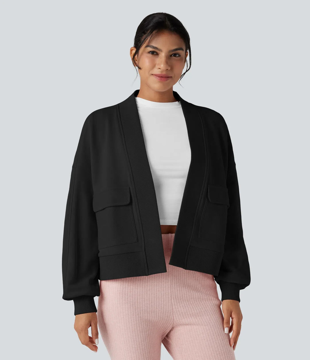 Z długim rękawem na co dzień oversize bawełniany bluza z kieszeniami