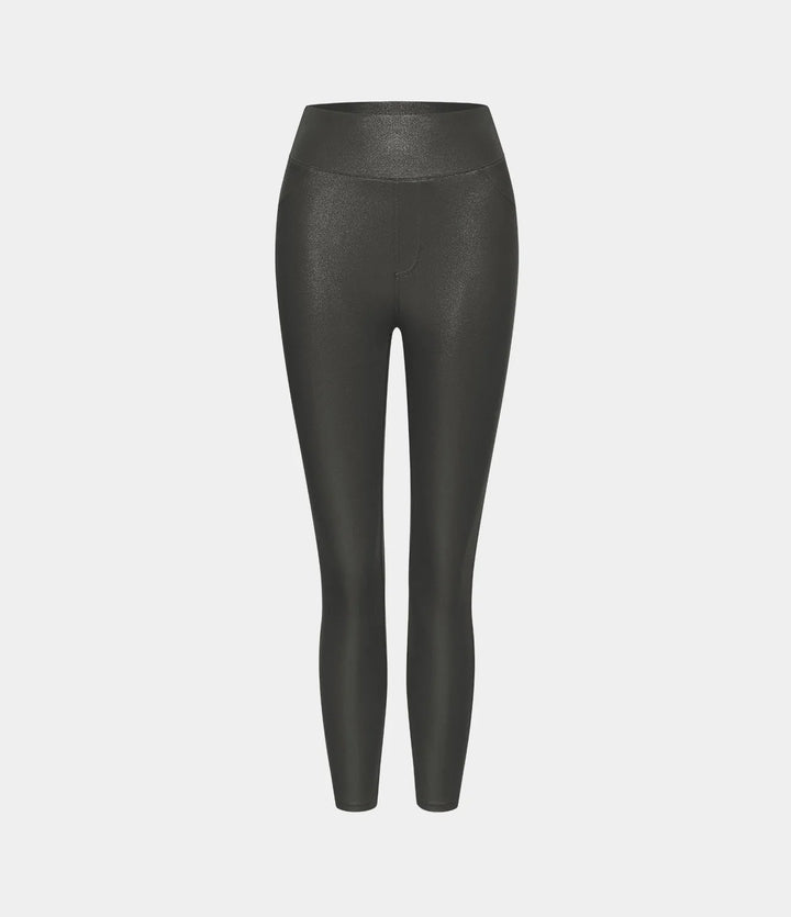 SoftlyZero ze skóry ekologicznej z wysokim stanem i kieszenią do pracy legginsy