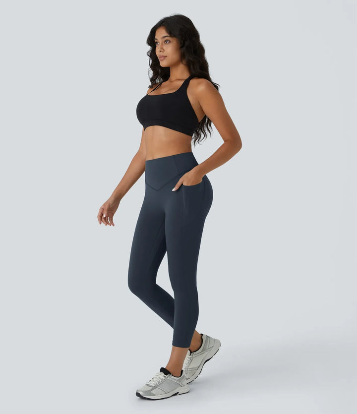 Milejka UltraSculpt z wysokim stanem marszczony unoszące pośladki modelujące brzuch kieszeń modelujące capri legginsy treningowe