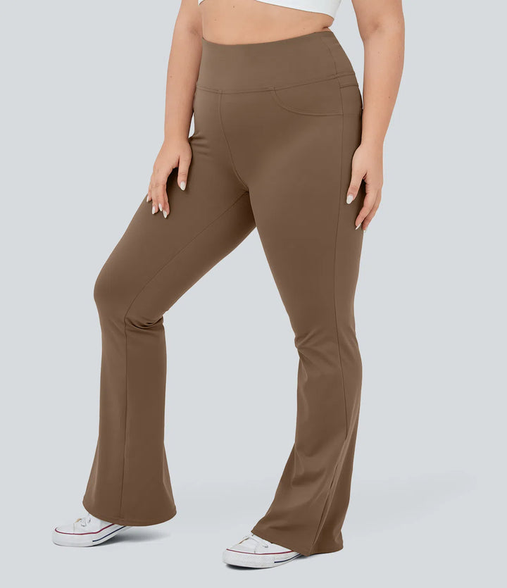DayStretch legginsy do jogi z wysokim stanem, kieszeniami i rozkloszowanymi nogawkami — w rozmiarze plus