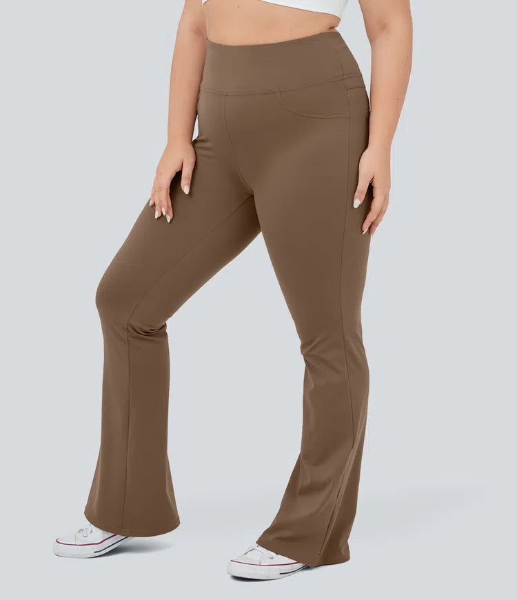 DayStretch legginsy do jogi z wysokim stanem, kieszeniami i rozkloszowanymi nogawkami — w rozmiarze plus