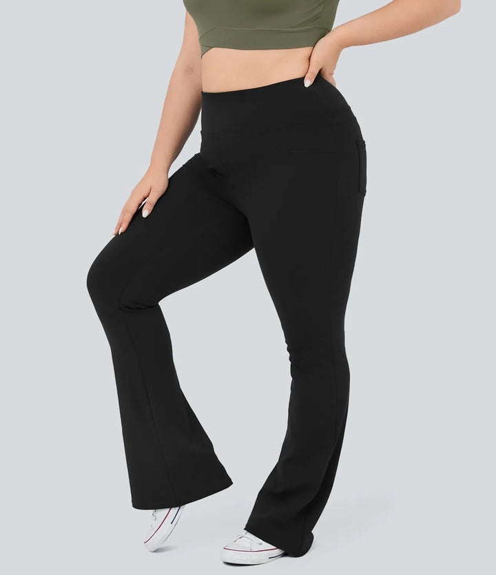 DayStretch z wysokim stanem i kieszenią flare joga plus size legginsy