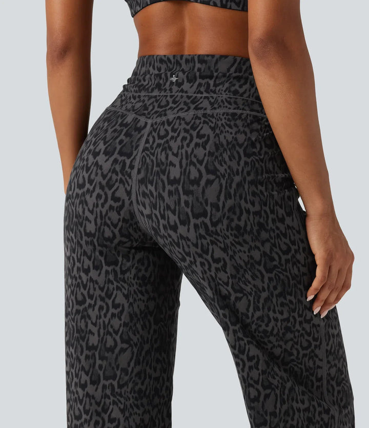 Milejka UltraSculpt w panterkę z wysokim stanem modelujące brzuch joga joggery z kieszeniami
