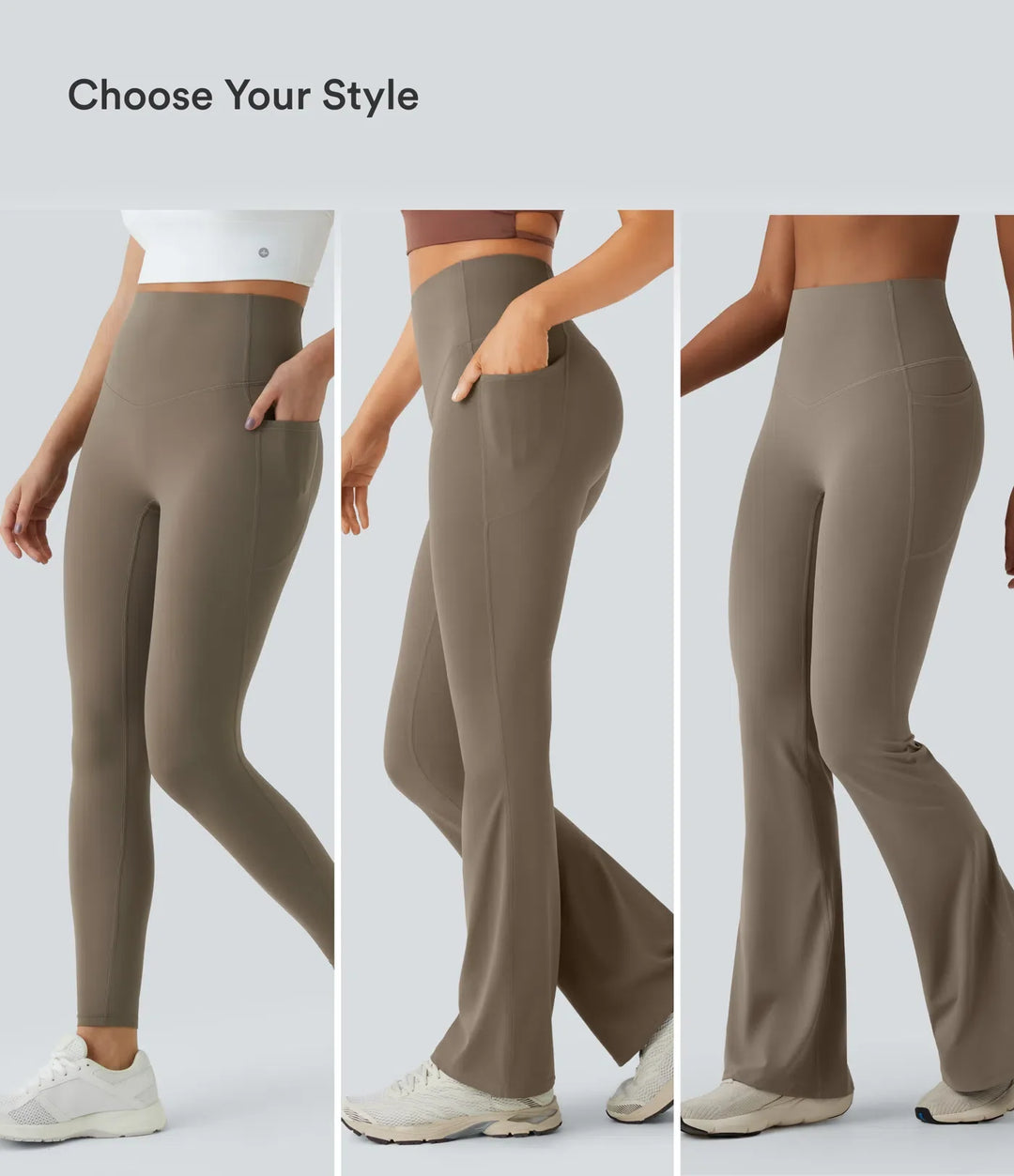 Milejka UltraSculpt z wysokim stanem modelujące brzuch flare legginsy do jogi z kieszeniami