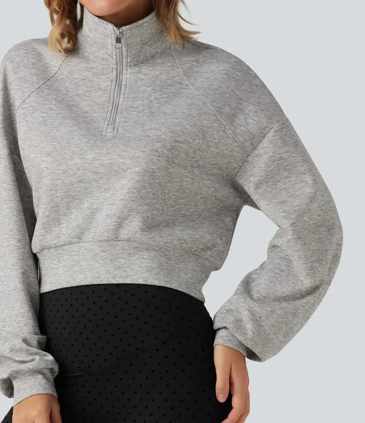 Ze stójką z zamkiem 1/2 raglanowy z długim rękawem na co dzień krótki fason bluza
