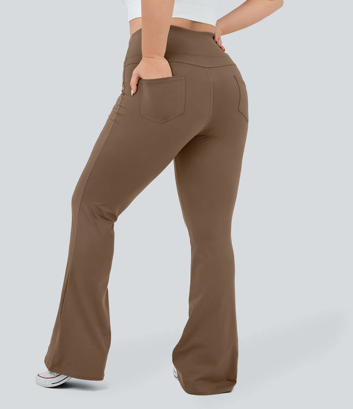 DayStretch legginsy do jogi z wysokim stanem, kieszeniami i rozkloszowanymi nogawkami — w rozmiarze plus