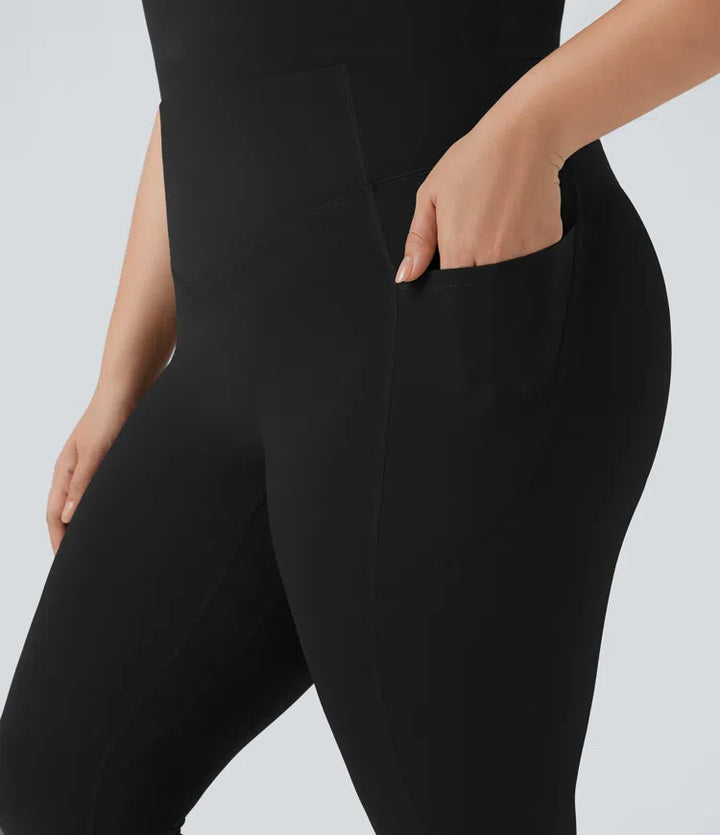 Legginsy treningowe capri Halara UltraSculpt SoCinched w rozmiarze plus, z wysokim stanem, z efektem scrunch modelującym pośladki i modelującym brzuch, z kieszeniami