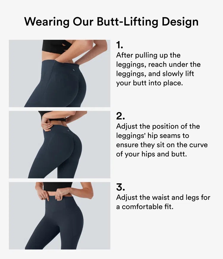 Halara UltraSculpt legginsy treningowe modelujące z wysokim stanem — efekt marszczenia podnoszący pośladki, modelowanie i kontrola brzucha, z kieszenią