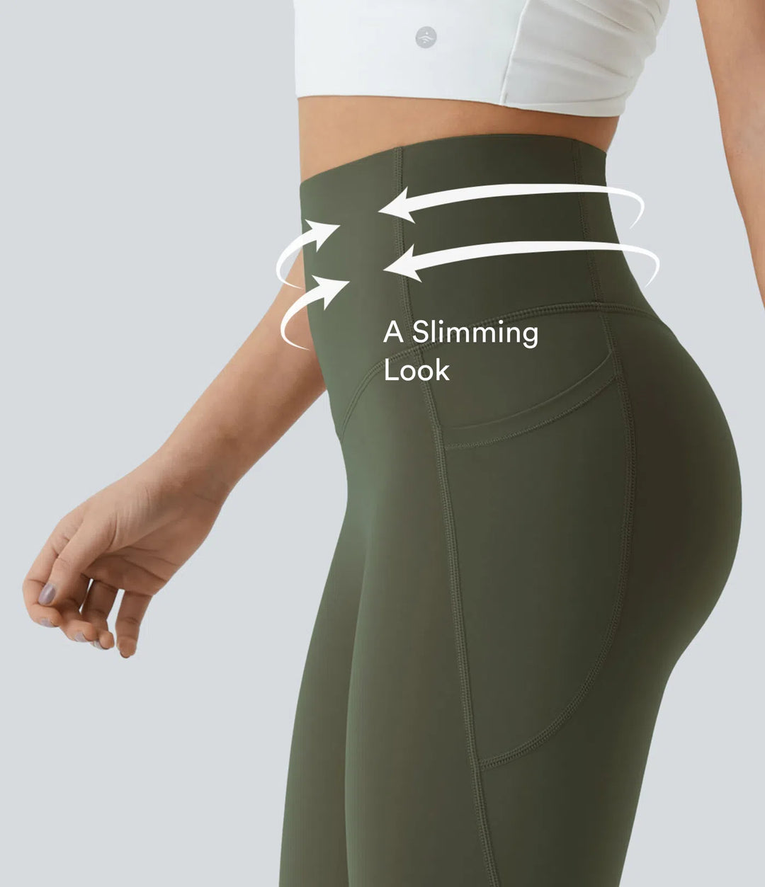 Halara UltraSculpt legginsy do jogi bootcut z wysokim stanem, marszczeniem podnoszącym pośladki, modelowaniem brzucha, modelujące sylwetkę, z kieszeniami.