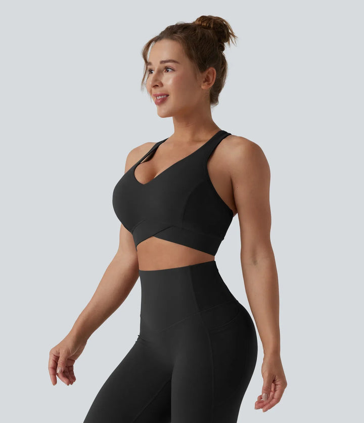 Milejka UltraSculpt lekkie wsparcie z dekoltem V racerback do biegania stanik sportowy DD-F miseczki