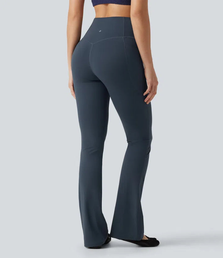 Halara UltraSculpt legginsy do jogi bootcut z wysokim stanem, z efektem modelującym brzuch i z kieszeniami