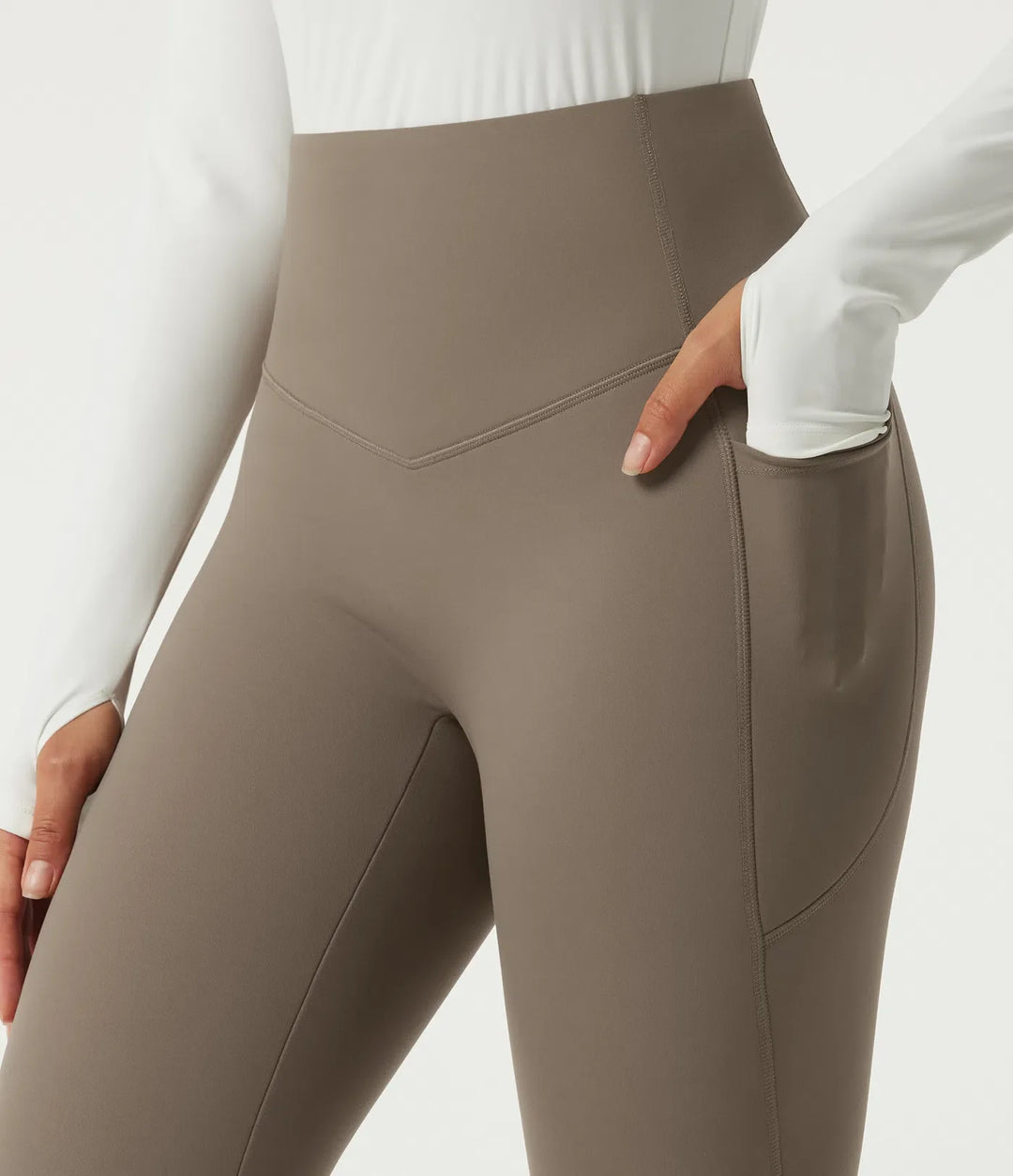 Milejka UltraSculpt ciepło z wysokim stanem modelujące brzuch polarowy legginsy do jogi z kieszeniami
