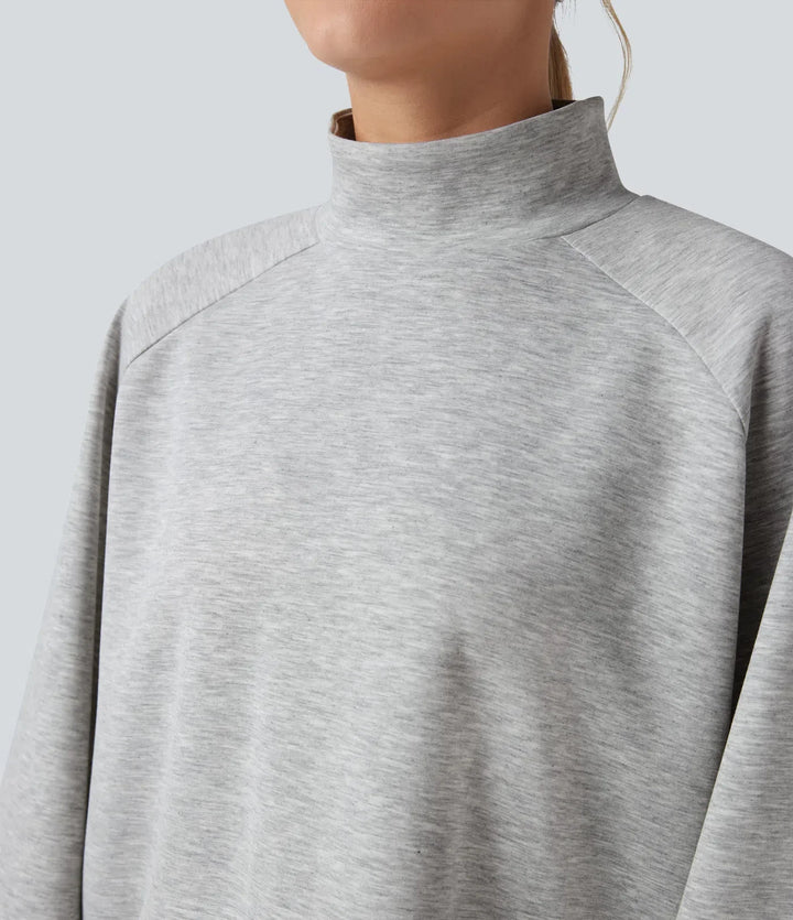 Z półgolfem z długim rękawem High Low bluza na co dzień z kieszenią