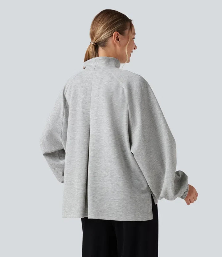 Z półgolfem z długim rękawem High Low bluza na co dzień z kieszenią