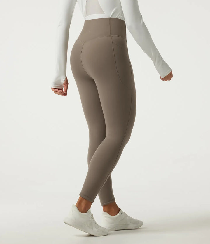 Milejka UltraSculpt ciepło z wysokim stanem modelujące brzuch polarowy legginsy do jogi z kieszeniami