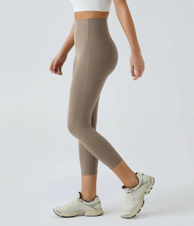 Halara UltraSculpt capri legginsy z wysokim stanem, kontrolą brzucha, kieszenią i modelującym efektem do treningu