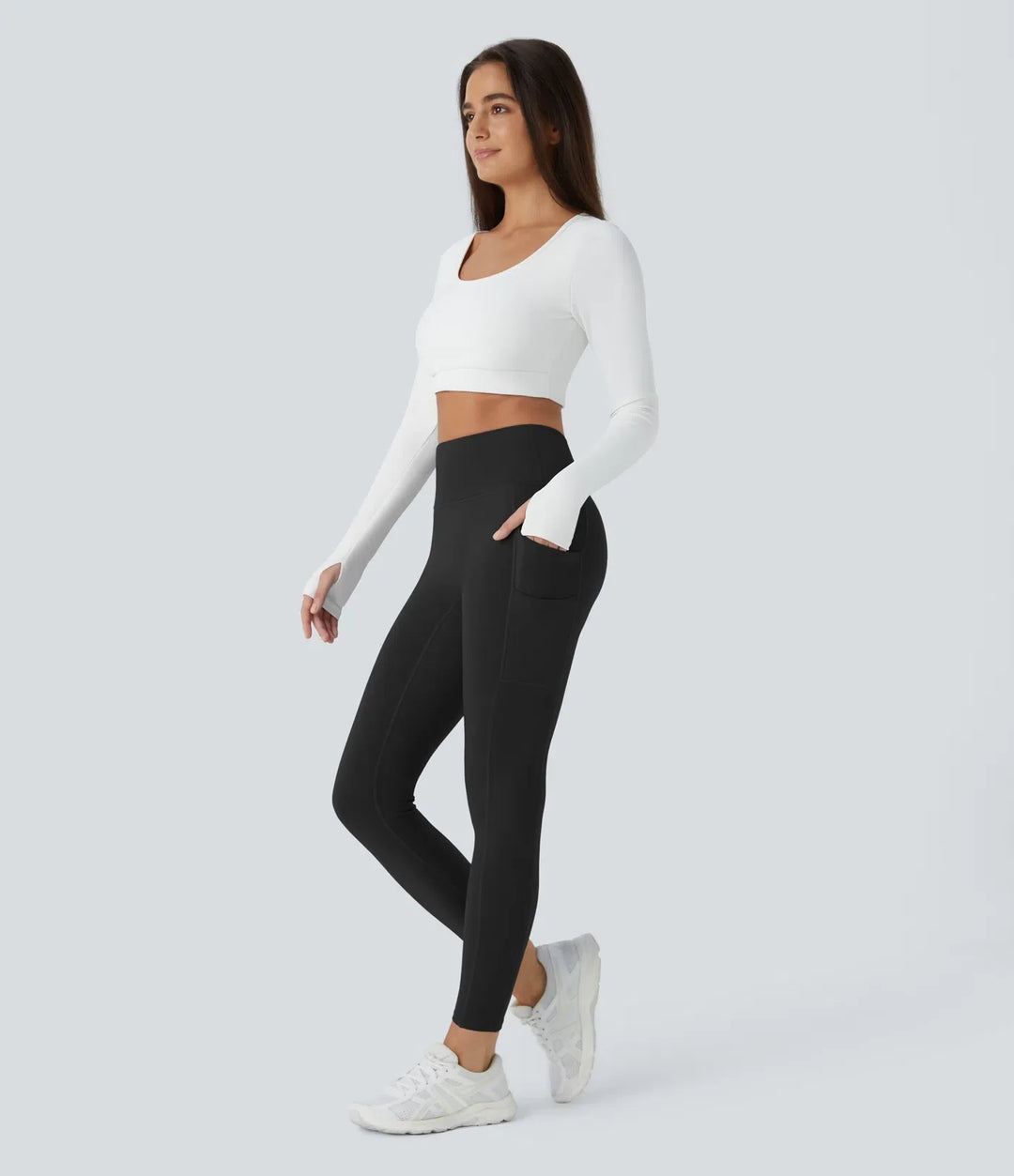 SoftlyZero pluszowy termiczny z wysokim stanem Double kieszenie 7/8 legginsy do jogi