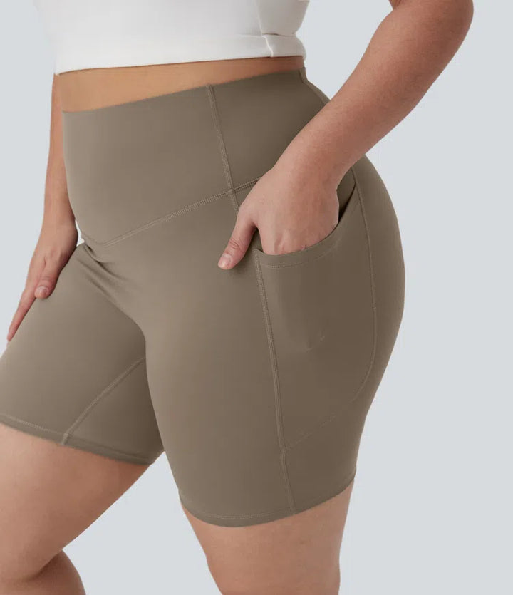 Halara UltraSculpt wysokie szorty kolarskie dla rozmiaru plus, modelujące i kontrolujące brzuch, długość 7&