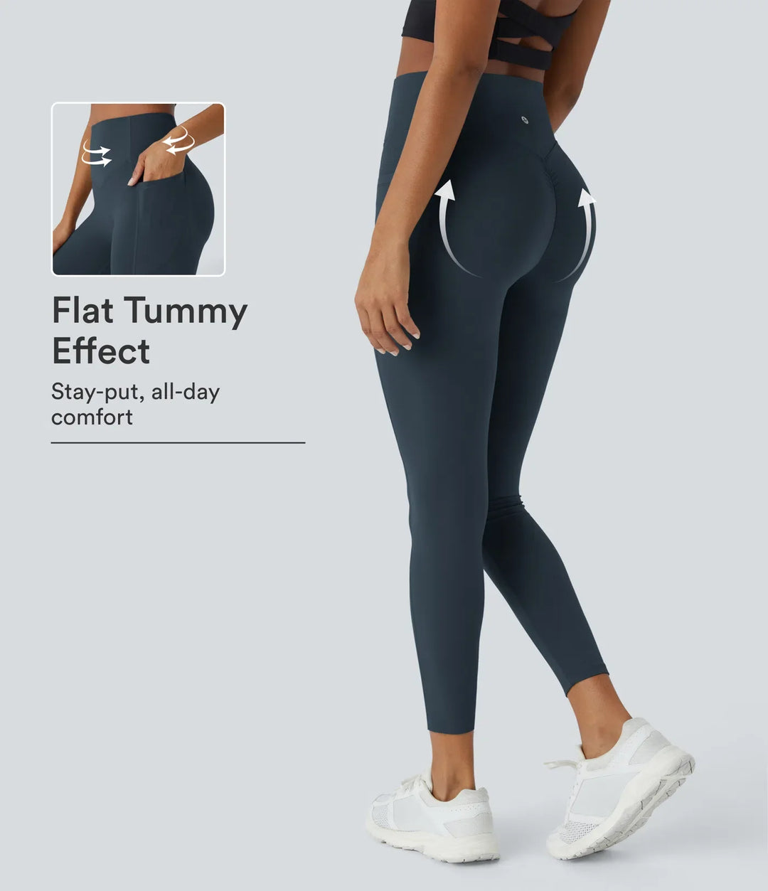 Milejka UltraSculpt z wysokim stanem marszczony unoszące pośladki modelujące brzuch kieszeń modelujące legginsy treningowe